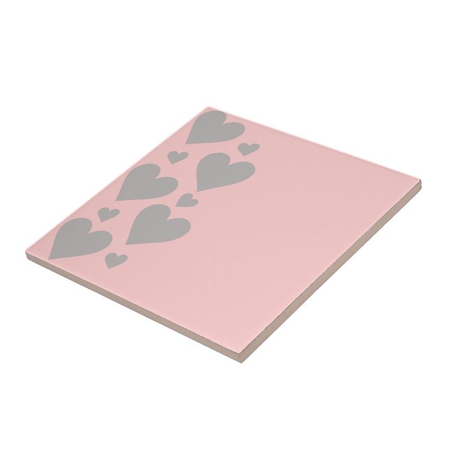Grey hearts on a pink background tile (Side)