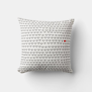Grey Hearts with One Red Heart - Cushions