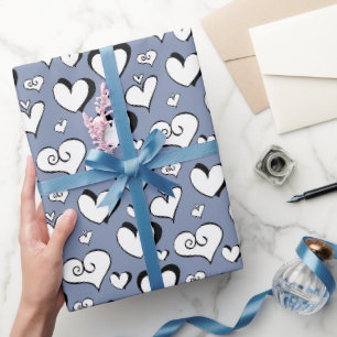 Grey Hearts Wrapping Paper