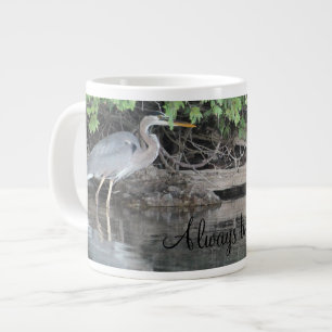 Grey Heron Bird Large Coffee Mug
