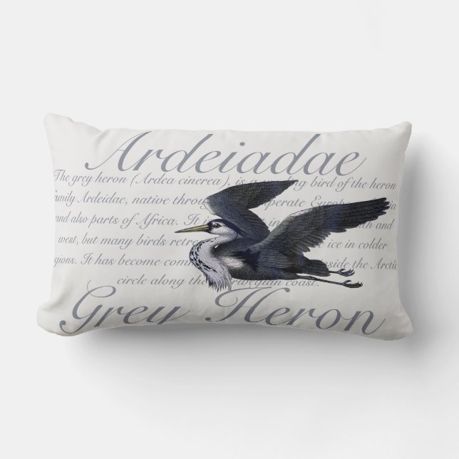 Grey Heron Lumbar Pillow (Front)