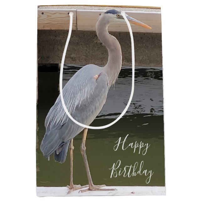 Grey Heron Medium Gift Bag (Front)