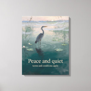 Grey Heron Misty Marsh Dawn Wrapped Canvas