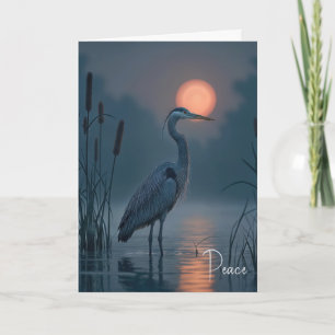 Grey Heron With Pink Moon Sympathy Card