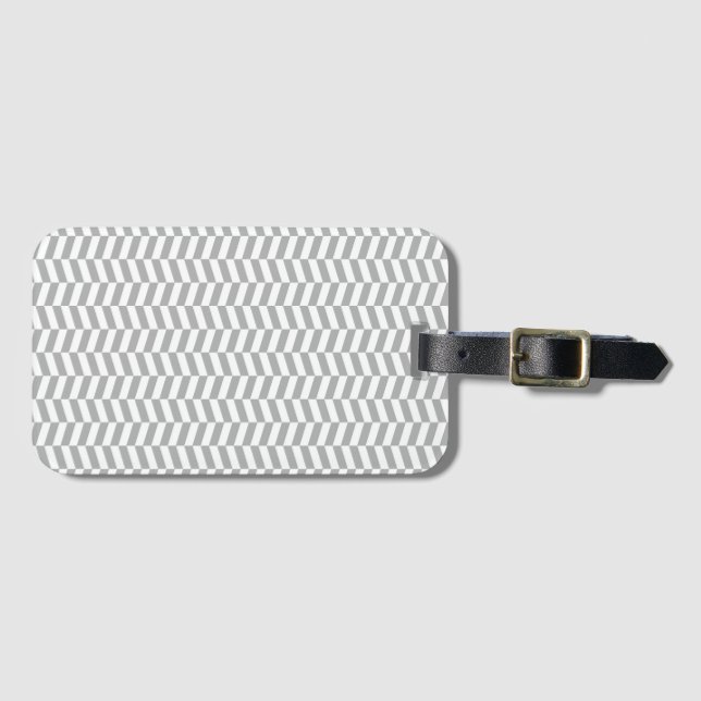 Grey Herringbone Luggage Tag (Front Horizontal)