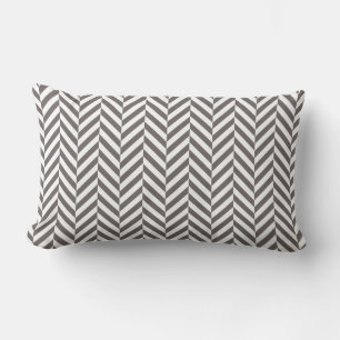 Grey Herringbone Pattern Lumbar Cushion