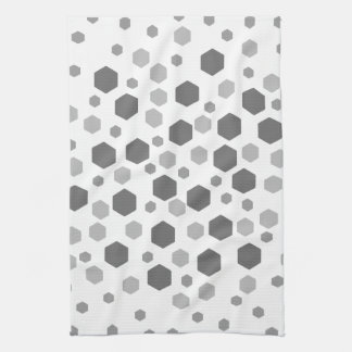 Grey Hexagons Pattern. Tea Towel