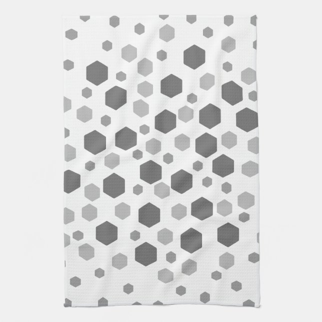 Grey Hexagons Pattern. Tea Towel (Vertical)