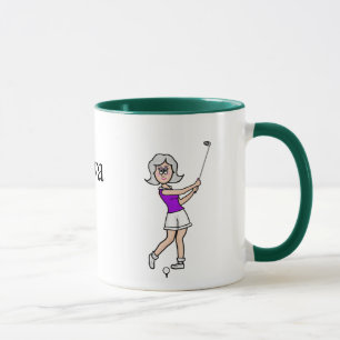 Grey Hiair Female Golfer Mug