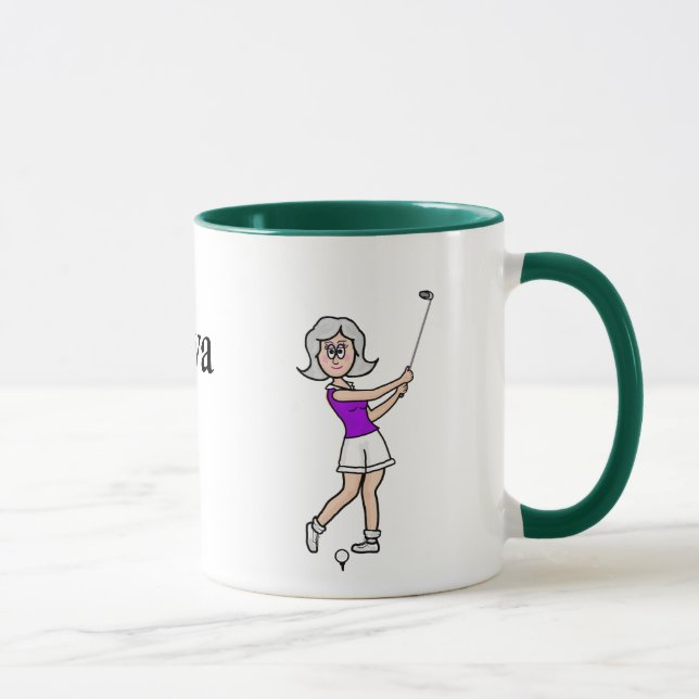 Grey Hiair Female Golfer Mug (Right)