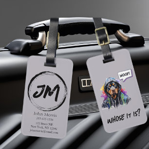 Grey Hip Hop Rottweiler  Luggage Tag