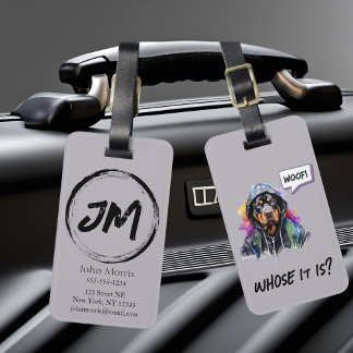 Grey Hip Hop Rottweiler  Luggage Tag