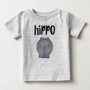 Grey Hippo Baby T-Shirt