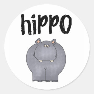 Grey Hippo Classic Round Sticker