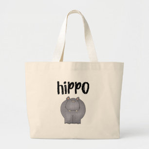 Grey Hippo Large Tote Bag