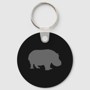 Grey Hippo Silhouette Key Ring