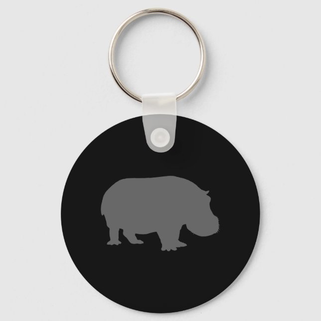 Grey Hippo Silhouette Key Ring (Front)
