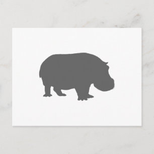 Grey Hippo Silhouette Postcard