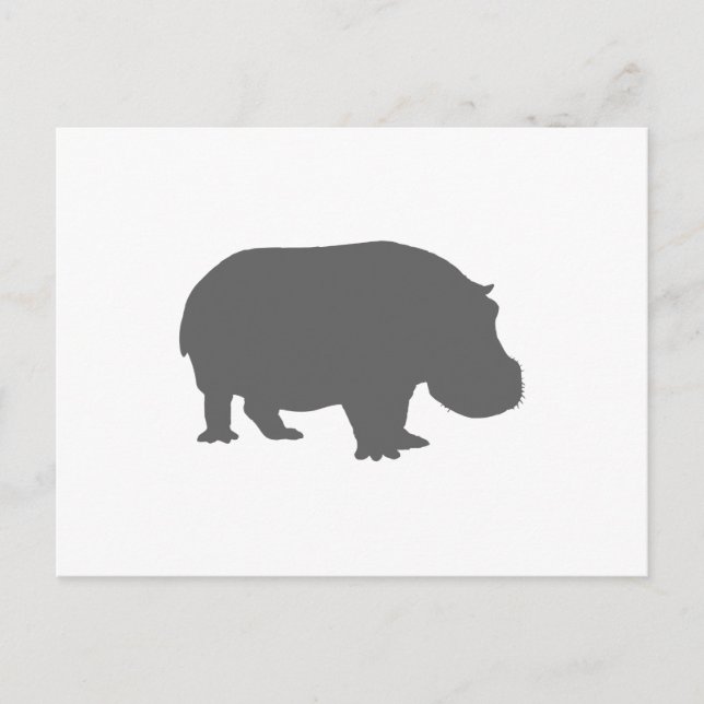 Grey Hippo Silhouette Postcard (Front)