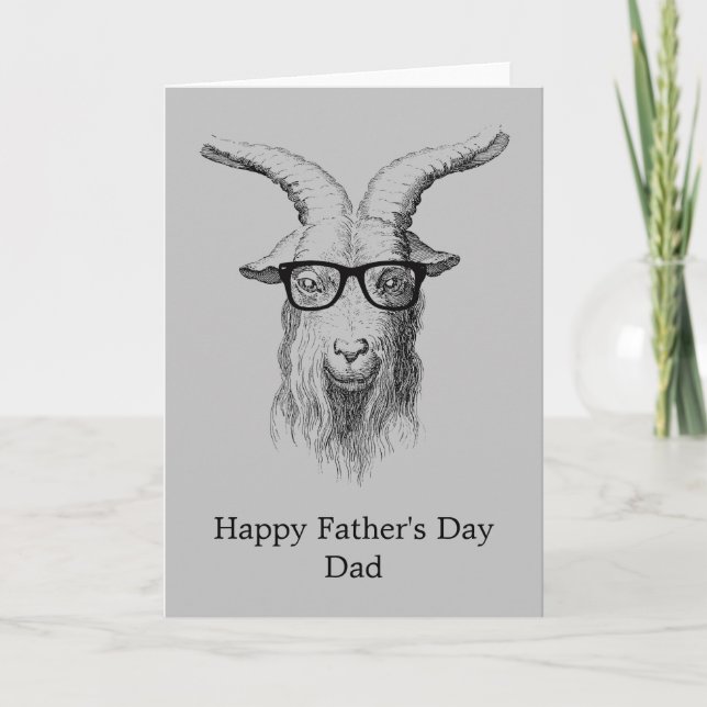 Grey Hipster Goat Card (Front)