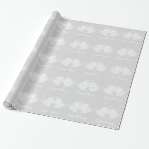 Grey Holiday Bells and Swirls Wrapping Paper