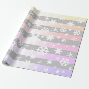 Grey Holographic Christmas Snowflake Pattern Wrapping Paper