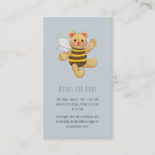 Grey Honey Bee Bear Baby Shower Book Request Enclosure Card