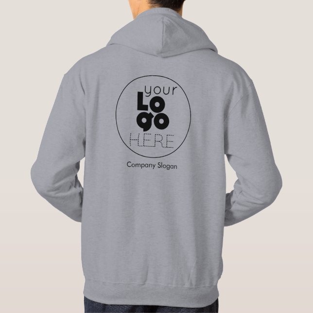 Grey Hoodie with Your Business Logo on Back +Front (Back)