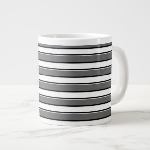 Grey Horizontal Stripes on White Coffee Mug