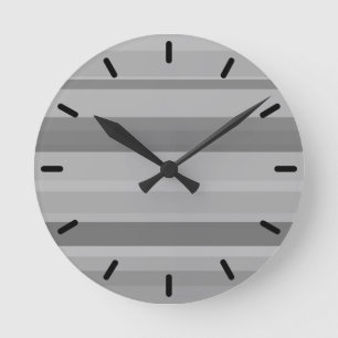 Grey horizontal stripes round clock
