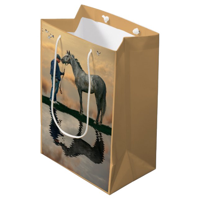 Grey Horse And Groom OTTB Gift Bag (Front Angled)