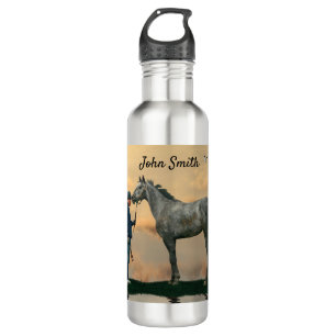 Grey Horse And Groom OTTB Water Bottle