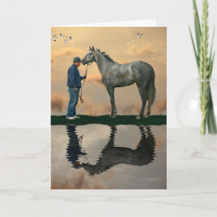 Grey Horse And Groom Thank You Pet Sitting Card