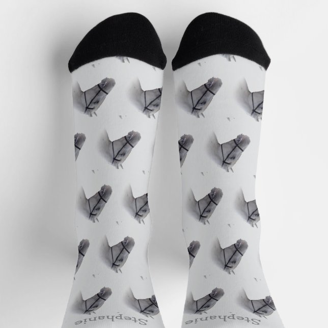 Grey Horse Design Personalised Socks (Top)