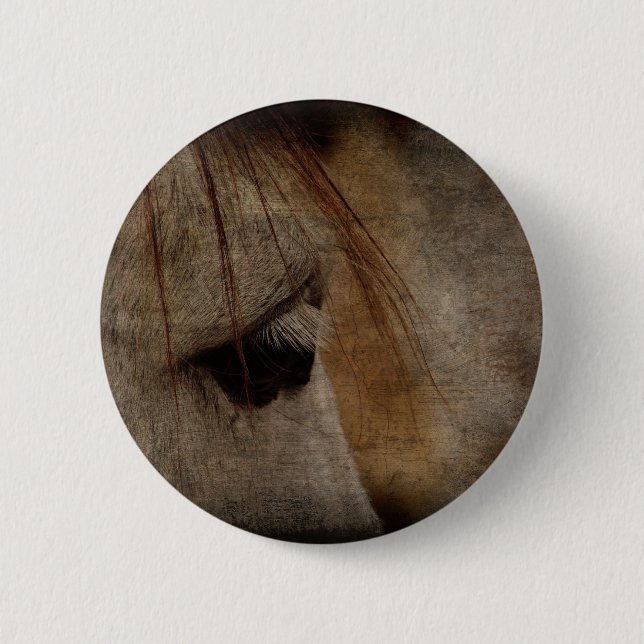 Grey Horse Face Grunge 6 Cm Round Badge (Front)