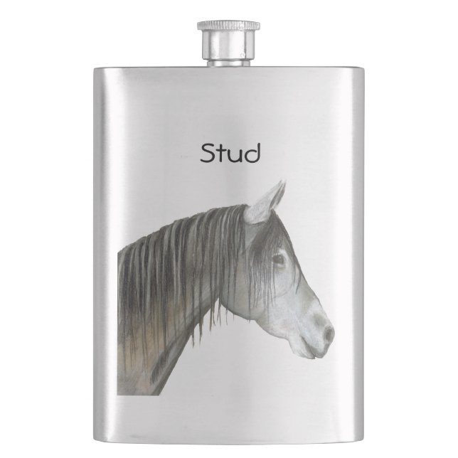Grey Horse Hip Flask (Front)