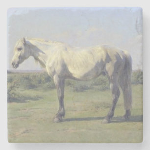 Grey Horse in a Field (by Rosa Bonheur) Stone Coaster