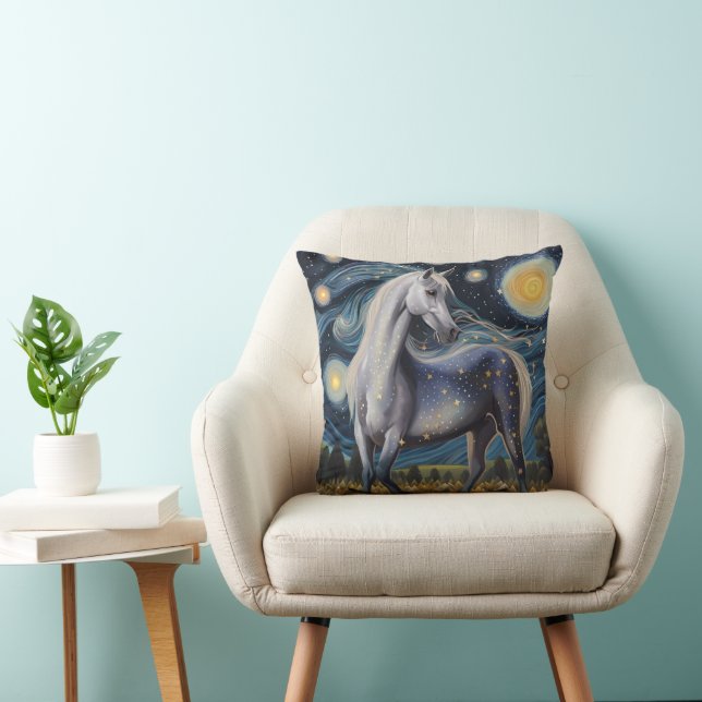 Grey Horse in a Starry Night Cushion (Chair)