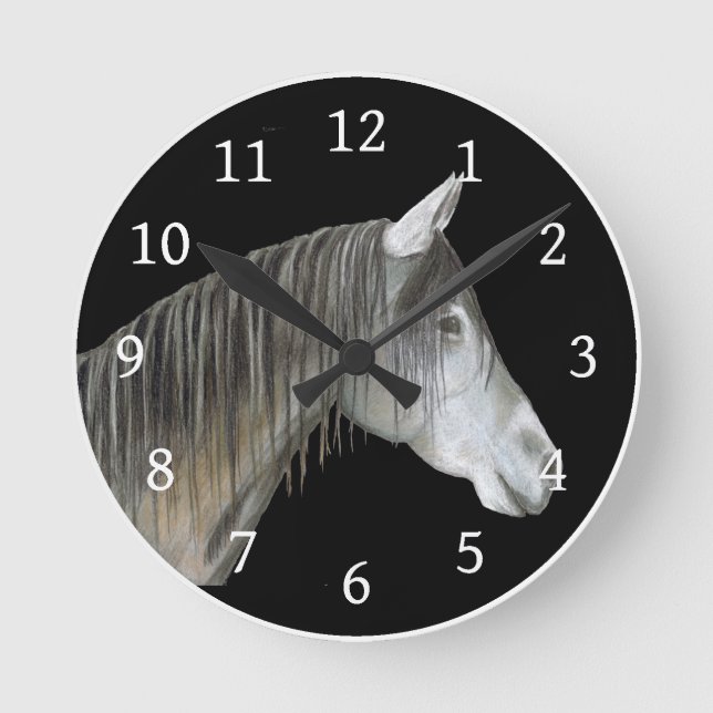 Grey Horse Round Clock (Front)