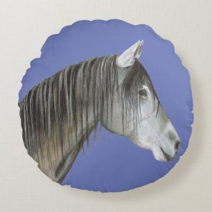 Grey Horse Round Cushion