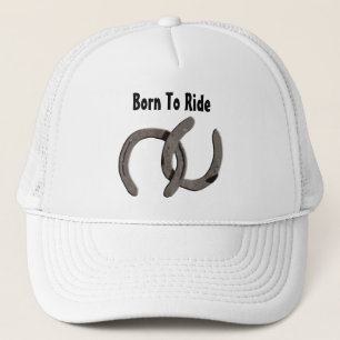 Grey Horse Shoes Born To Ride Trucker Hat