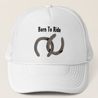 Grey Horse Shoes Born To Ride Trucker Hat