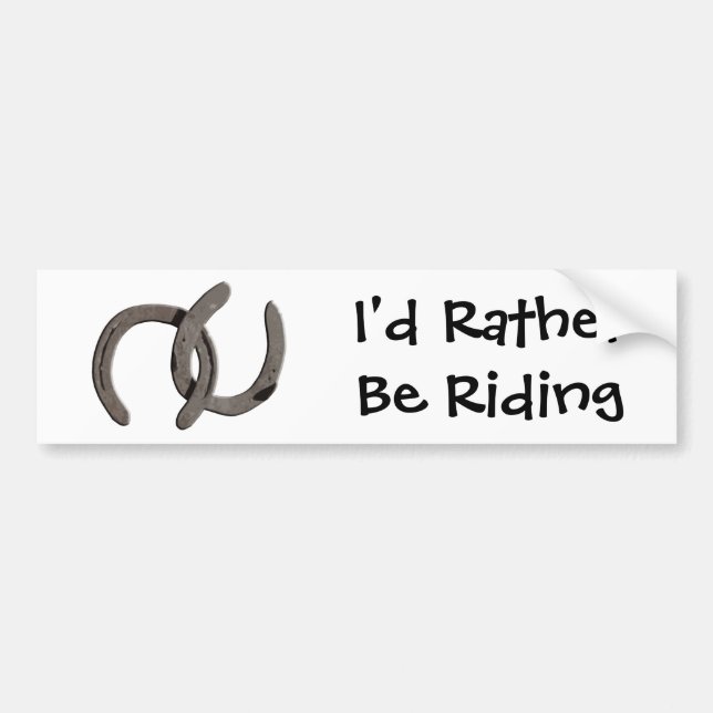 Grey Horse Shoes I'd Rather Be Riding Car Sticker (Front)