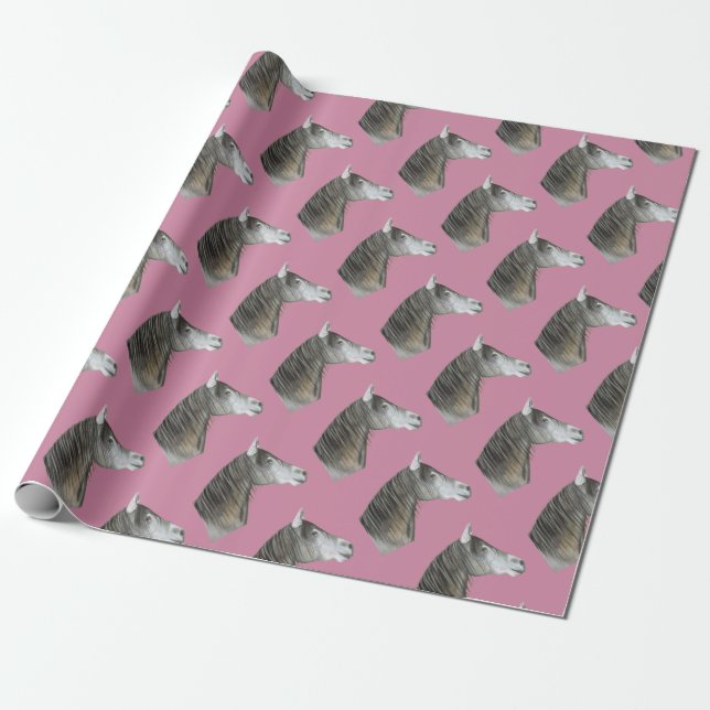 Grey Horse Wrapping Paper (Unrolled)