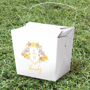Grey horses and yellow roses monogram thanks favour box
