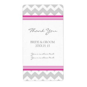 Grey Hot Pink Chevron Wedding Labels