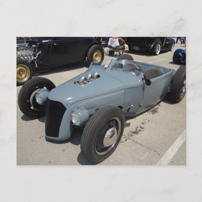 Grey Hot Rod Postcard (Front)