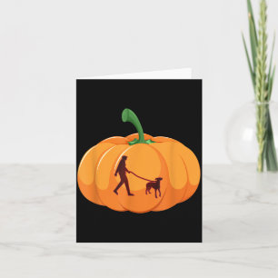 Grey Hound Walking Halloween Dog Pumpkin Card