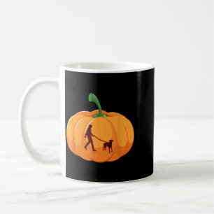 Grey Hound Walking Halloween Dog Pumpkin Coffee Mug