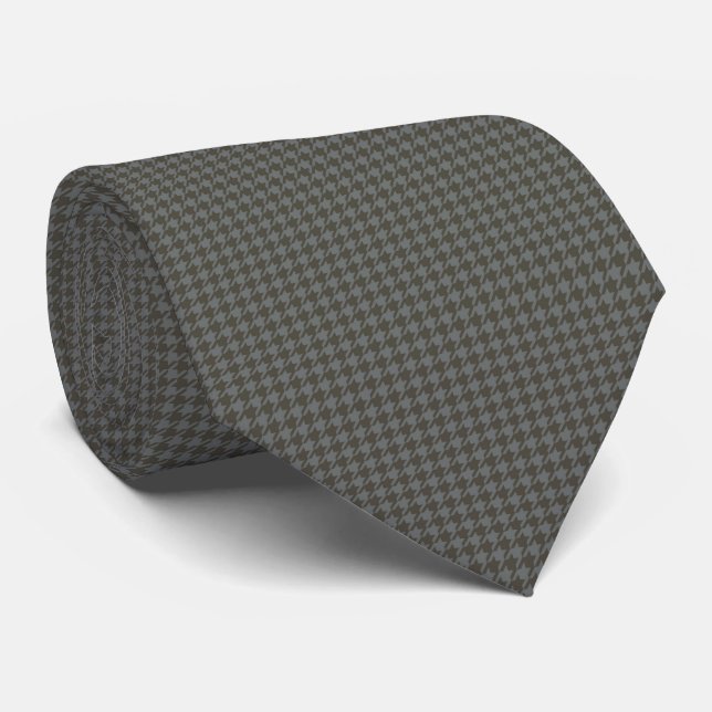 Grey Houndstooth Retro Design Tie (Rolled)